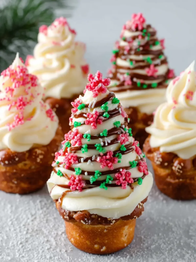 Easy Pretzel Christmas Tree Cupcakes First Image