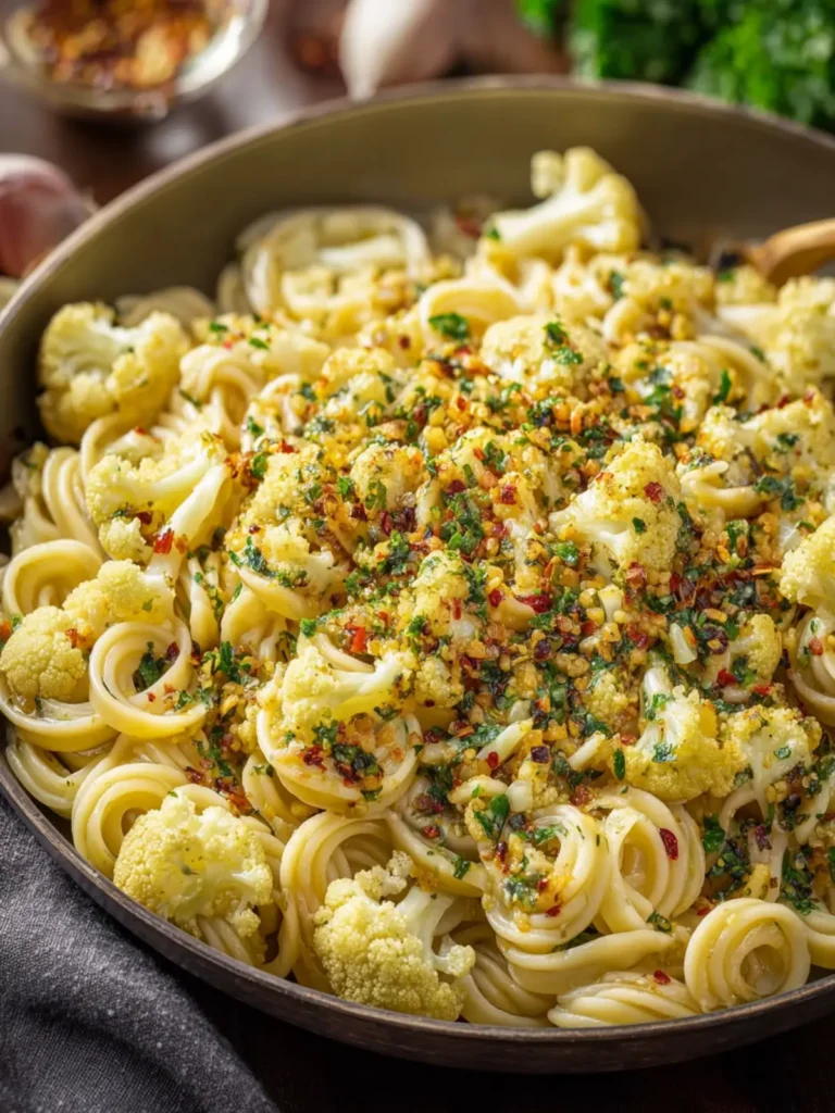 Easy Cauliflower Pasta with Roasted Cauliflower and Garlic First Image
