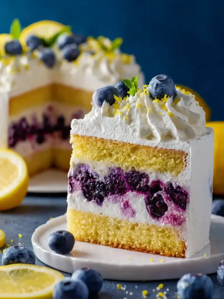 Lemon Blueberry Cake with Whipped Lemon Frosting First Image