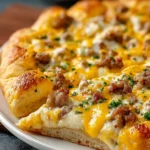 Delicious Sausage Gravy Crescent Roll Breakfast Pizza First Image