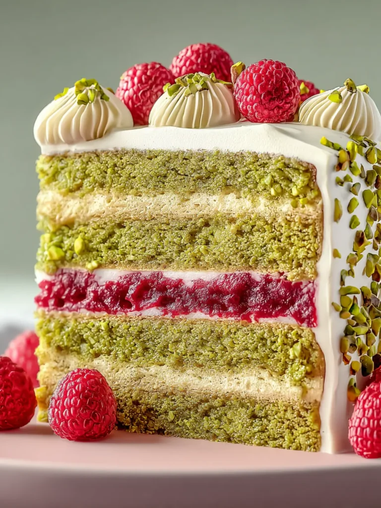 Pistachio Cake with Raspberry Filling First Image