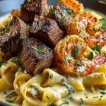 Mouthwatering Blackened Steak Shrimp Alfredo Recipe First Image