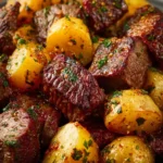 garlic steak bites potatoes First Image