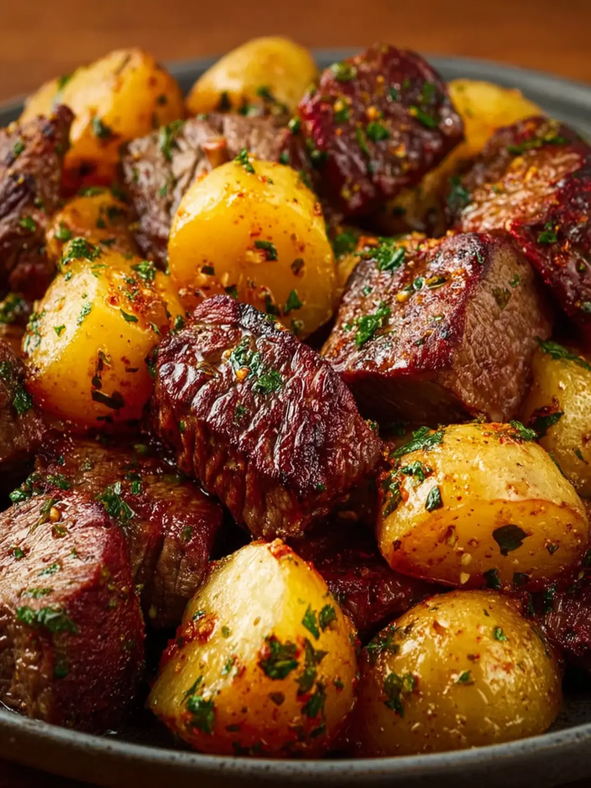 garlic steak bites potatoes First Image